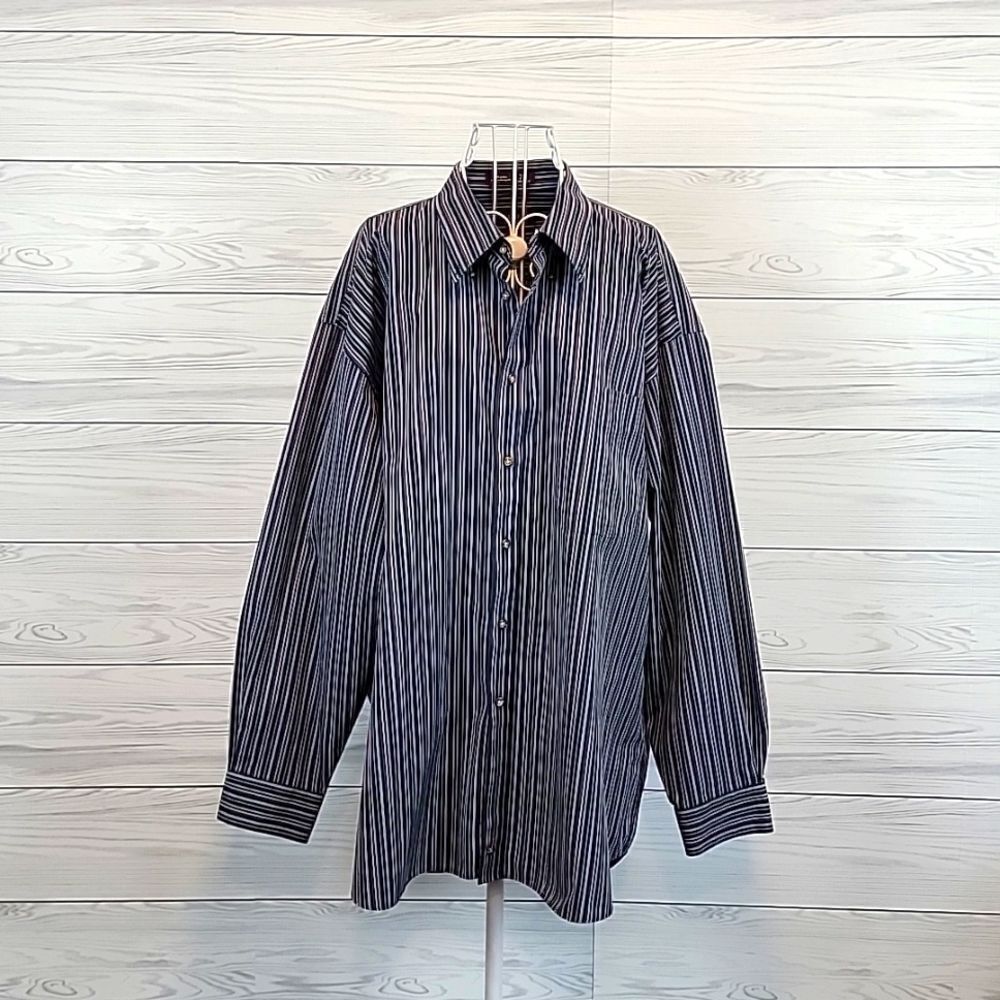 Nordstrom Men's striped dress shirt - blue, burgundy, white Size XXL